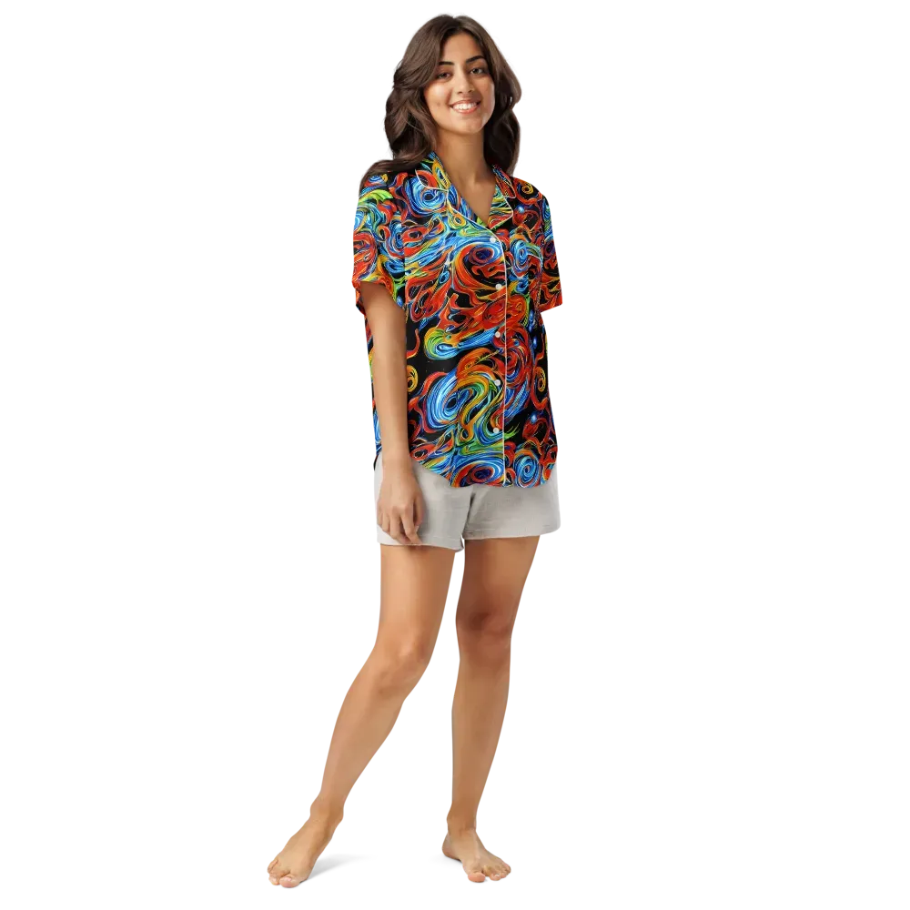 Kaleido Flux on Women's Short Sleeve Pajama Top — Front