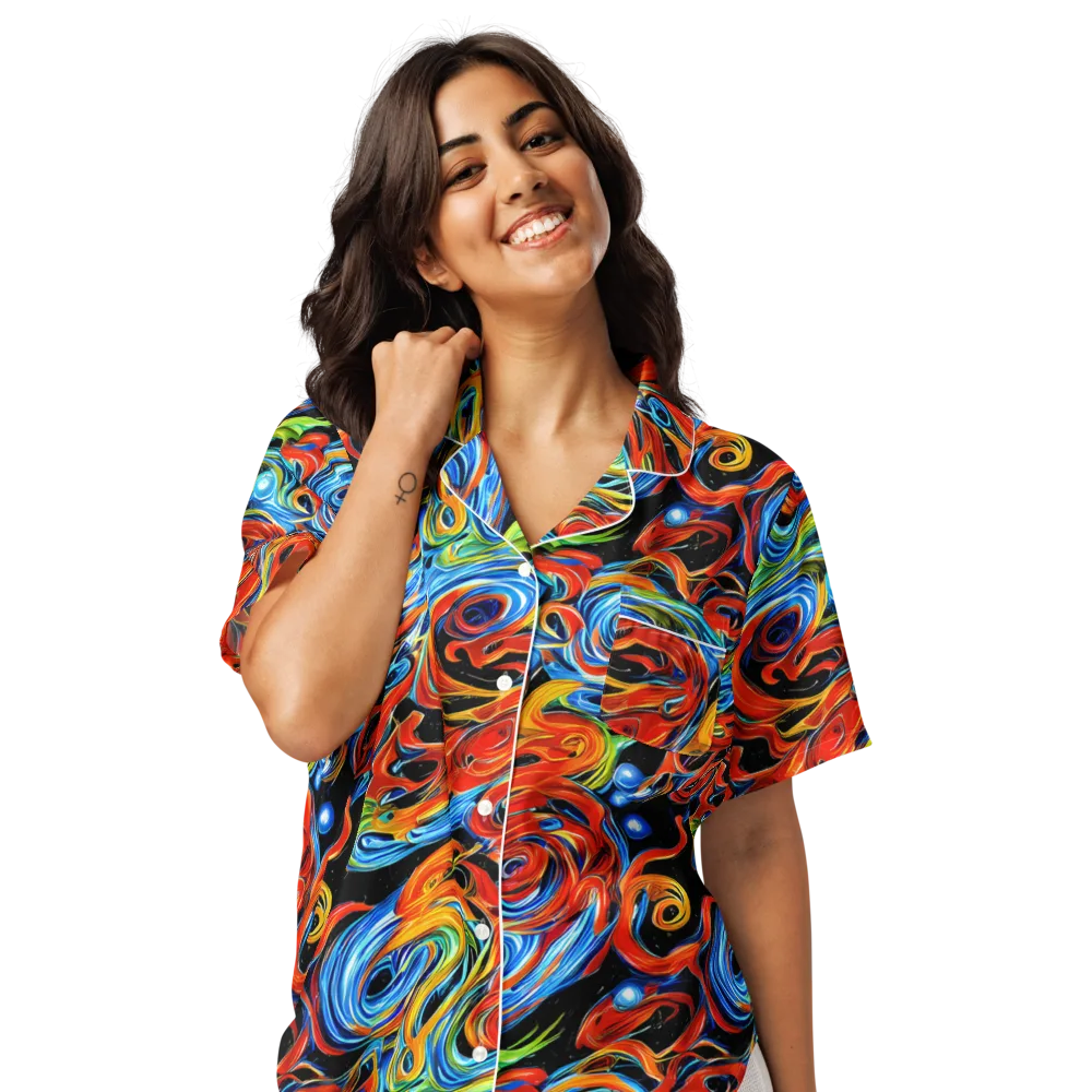 Kaleido Flux on Women's Short Sleeve Pajama Top — Front