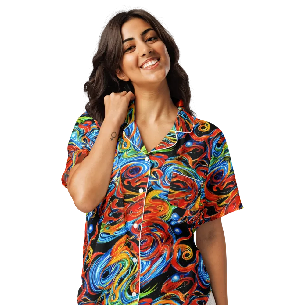 Kaleido Flux on Women's Short Sleeve Pajama Top — Front