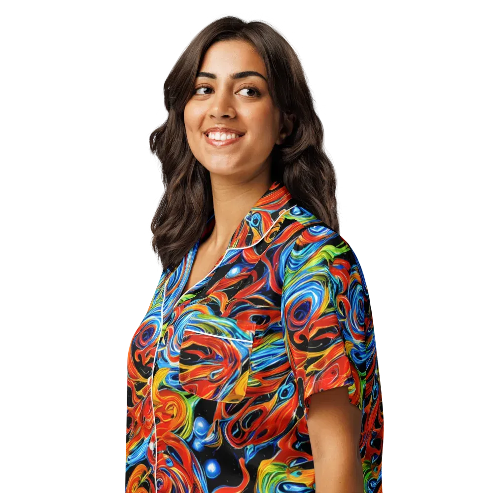 Kaleido Flux on Women's Short Sleeve Pajama Top — Left Front