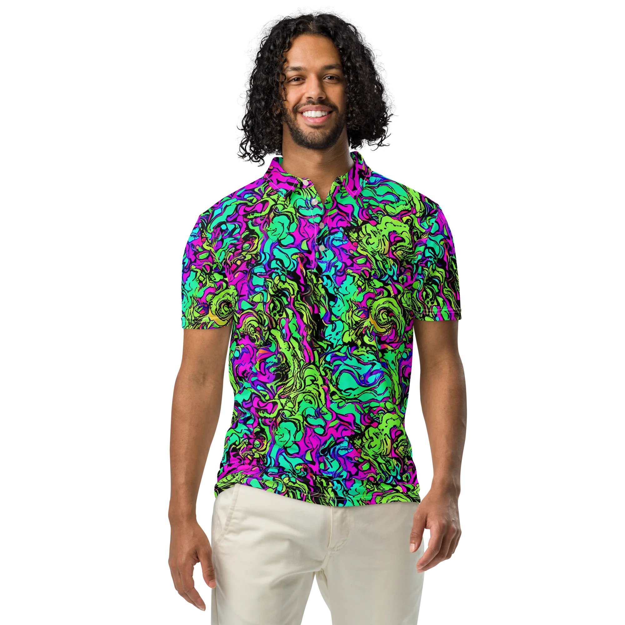 Electric Organics on Men's Slim Fit Polo Shirt — Front