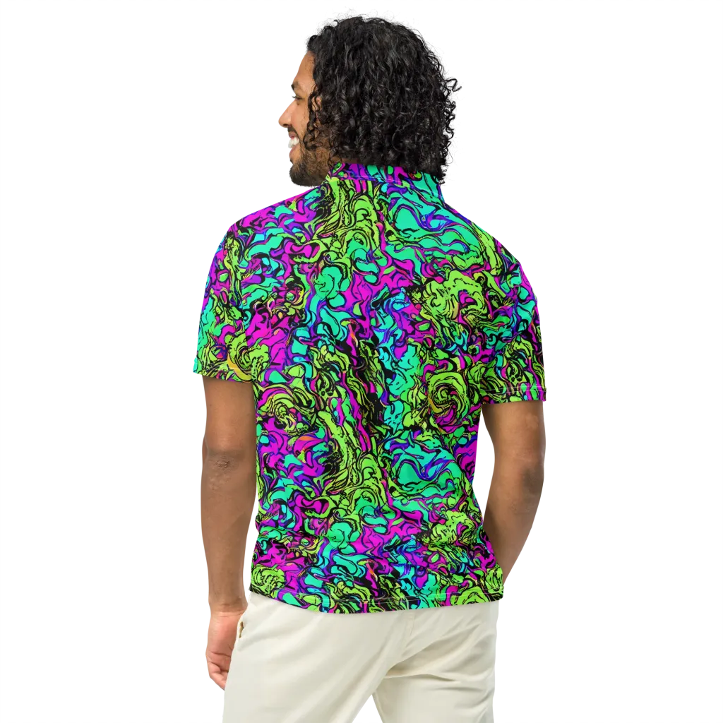 Electric Organics on Men's Slim Fit Polo Shirt — Back