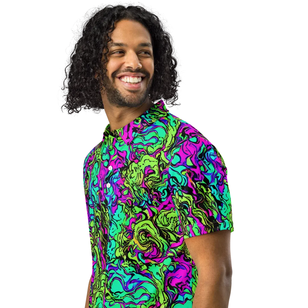 Electric Organics on Men's Slim Fit Polo Shirt — Left Front