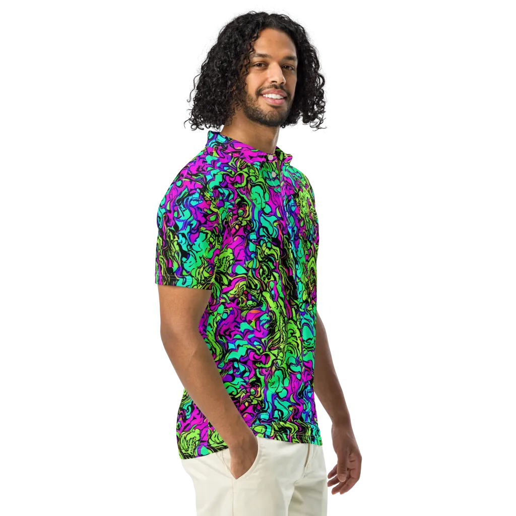 Electric Organics on Men's Slim Fit Polo Shirt — Right Front