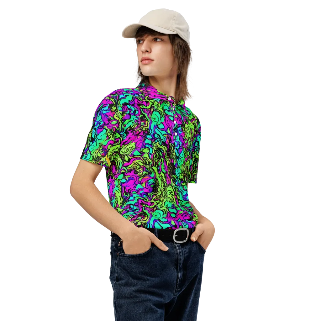 Electric Organics on Men's Slim Fit Polo Shirt — Right Front