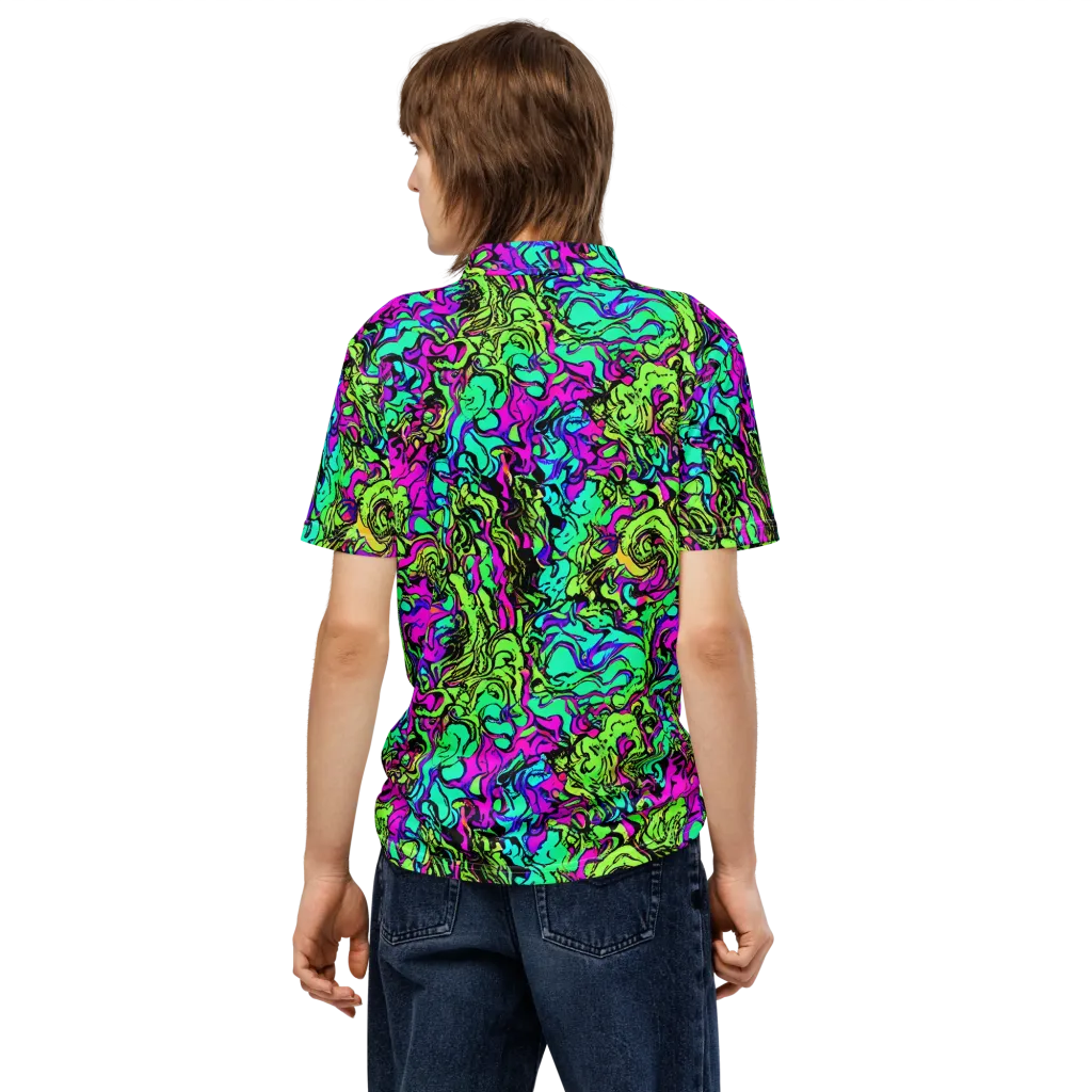 Electric Organics on Men's Slim Fit Polo Shirt — Back