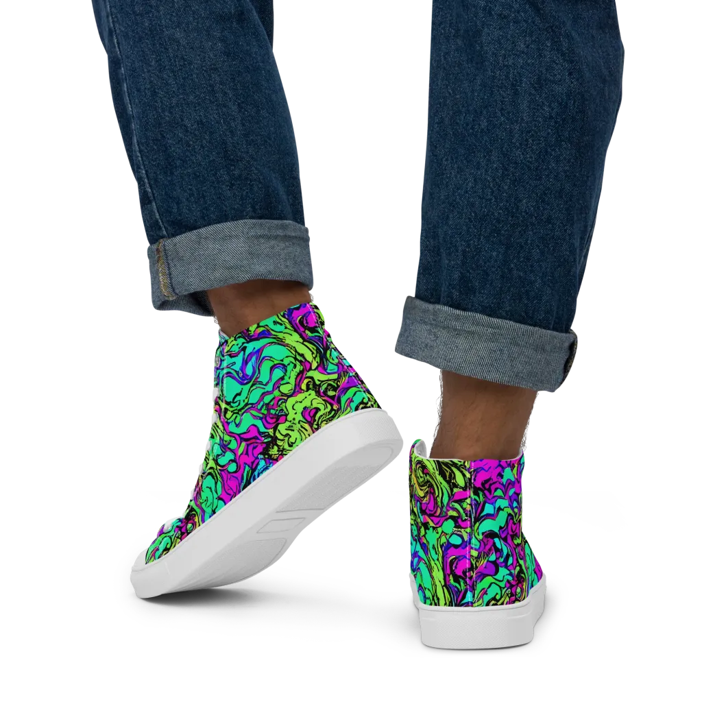 Electric Organics on Men's High Top Canvas Shoes — Back