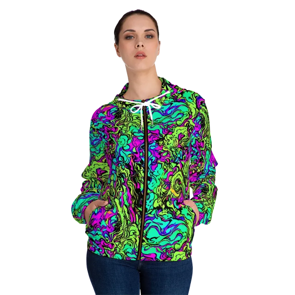 Electric Organics on Women's Full-Zip Hoodie — Front On Person