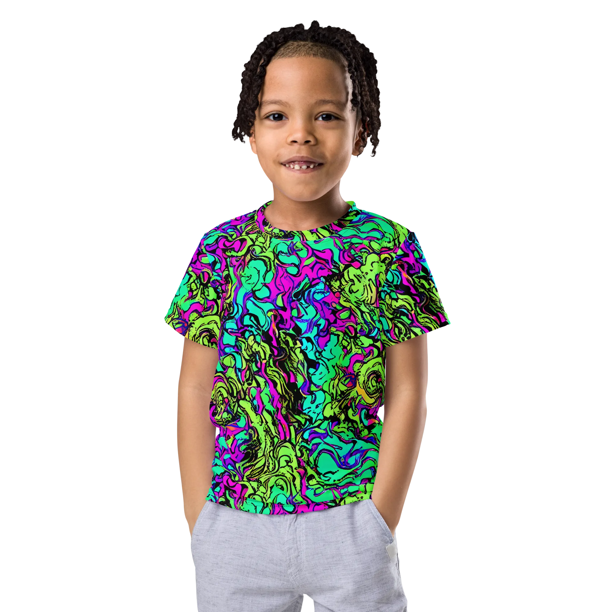 Electric Organics on Kids Crew Neck T-Shirt — Front