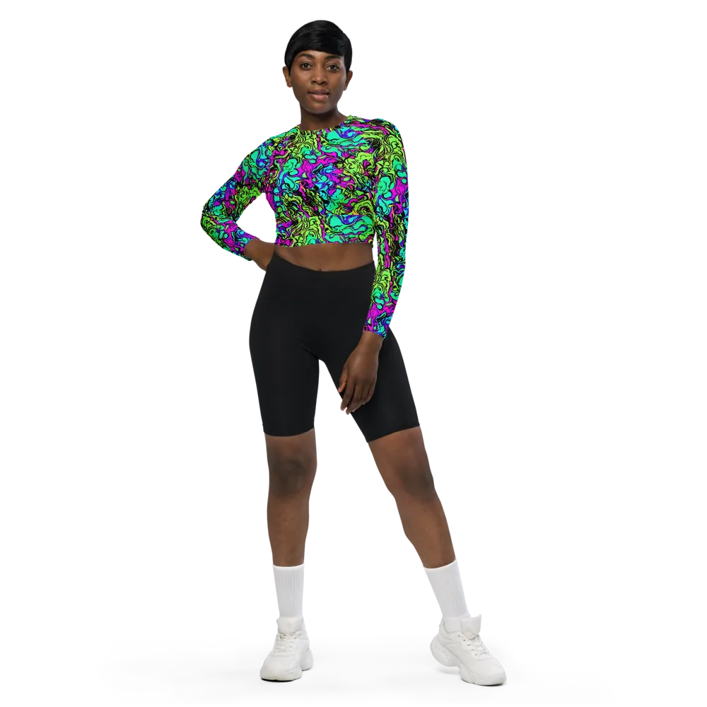 Electric Organics on Long Sleeve Crop Top — Front
