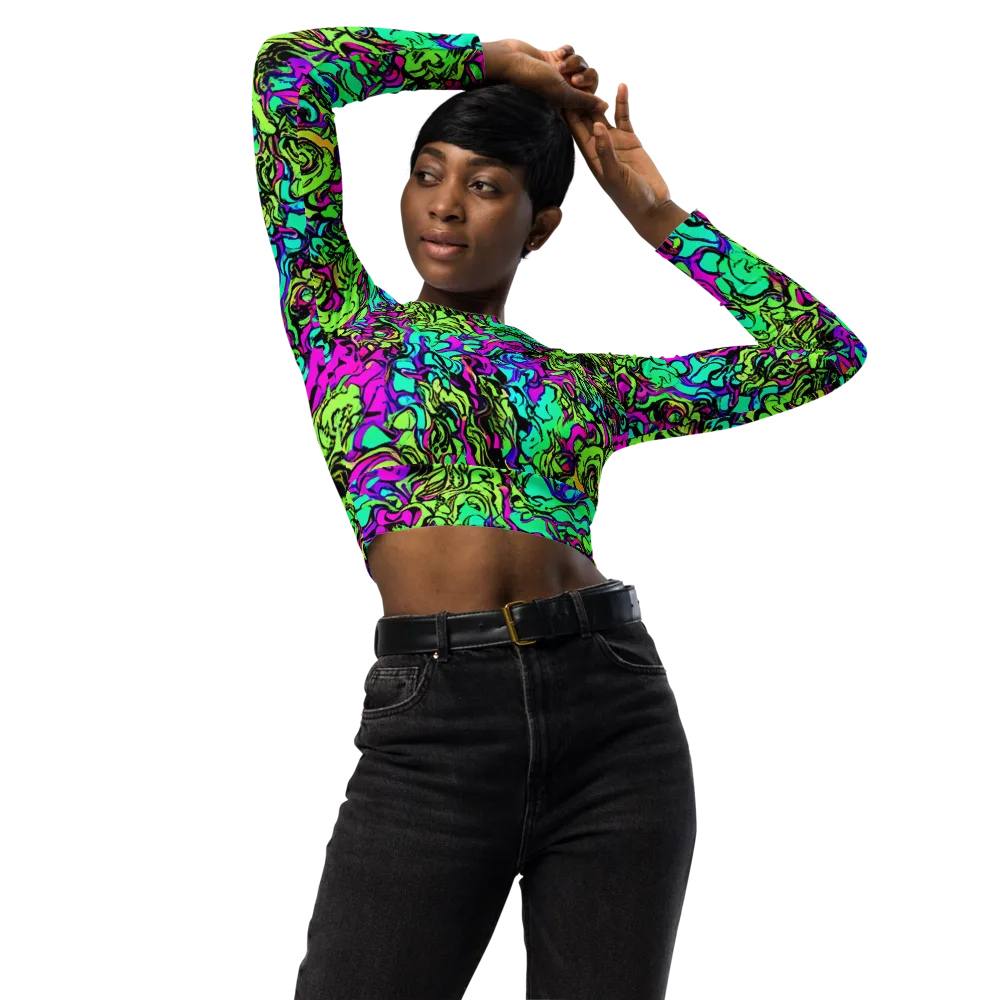 Electric Organics on Long Sleeve Crop Top — Front