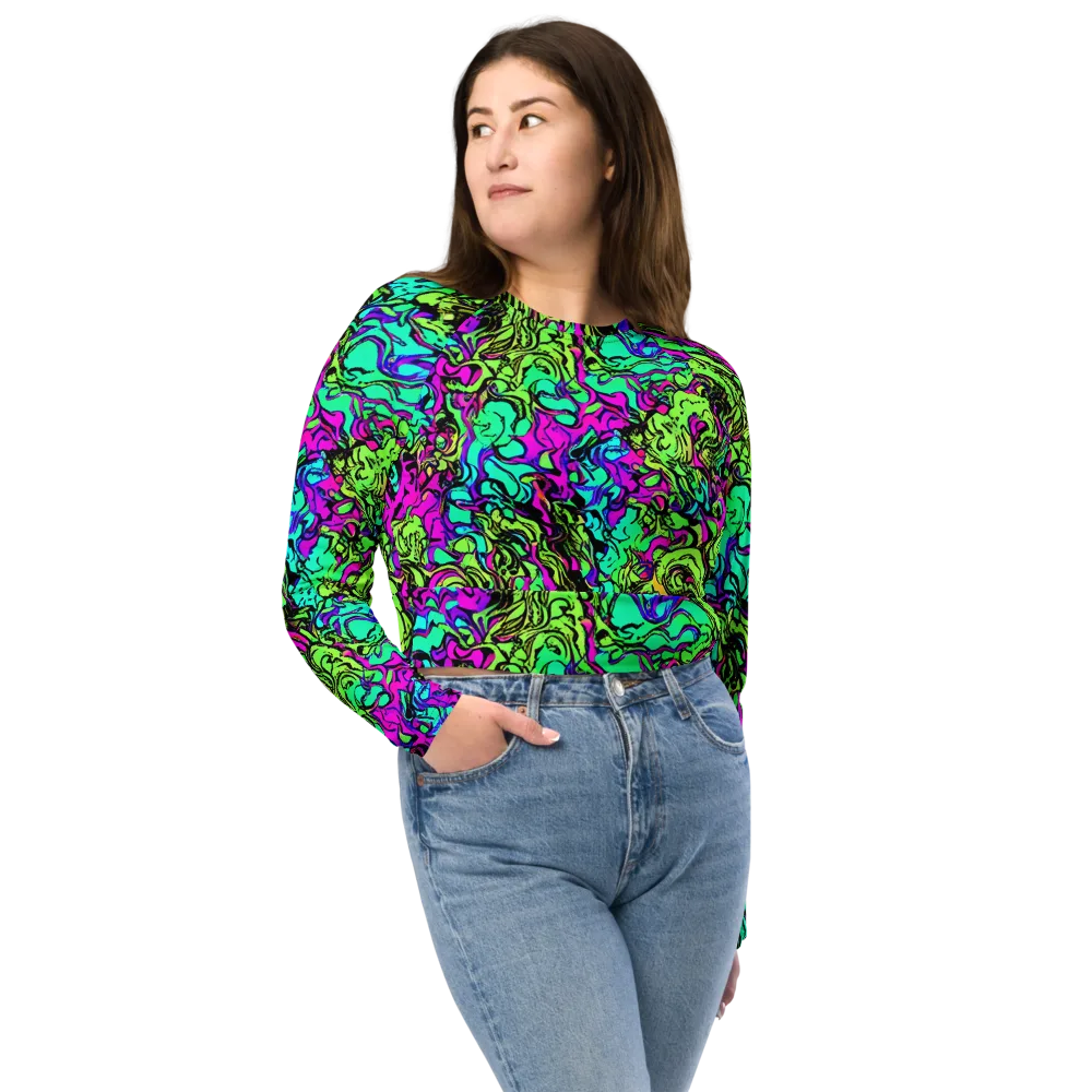 Electric Organics on Long Sleeve Crop Top — Front