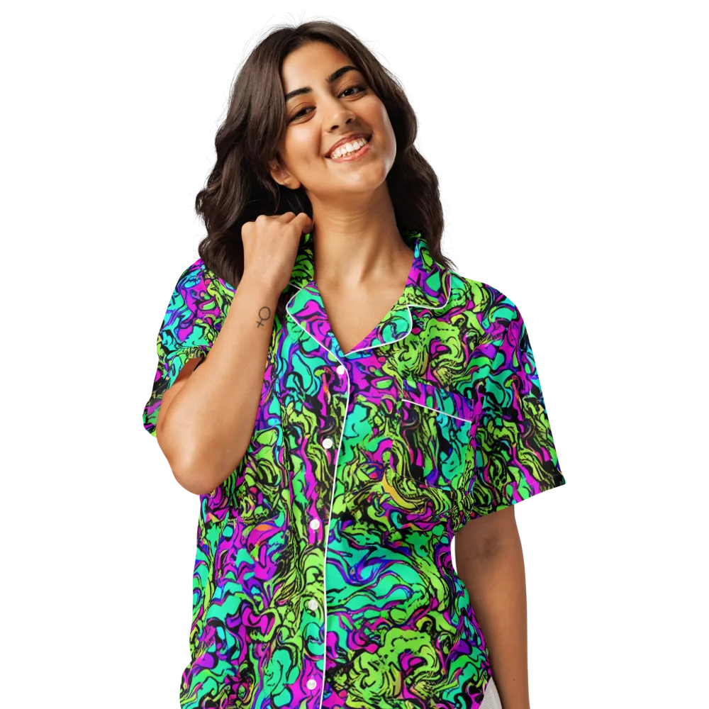 Electric Organics on Women's Short Sleeve Pajama Top — Front
