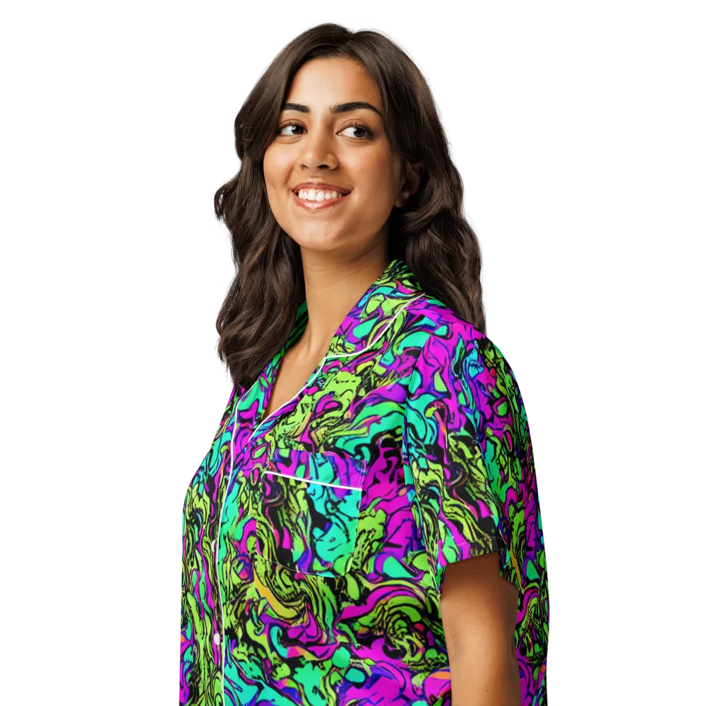 Electric Organics on Women's Short Sleeve Pajama Top — Left Front