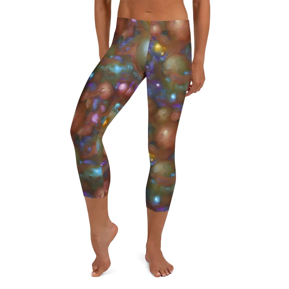 Iridescent Bloom on Capri Leggings — Front