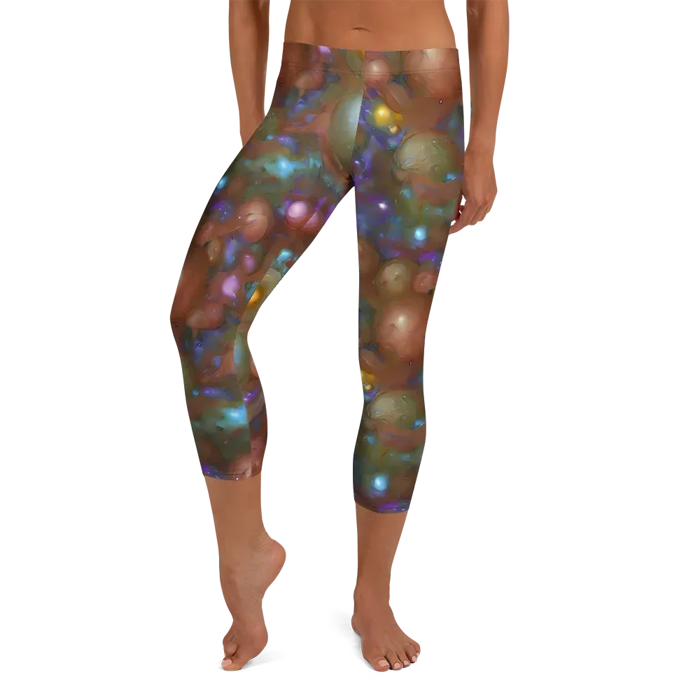 Iridescent Bloom on Capri Leggings — Front