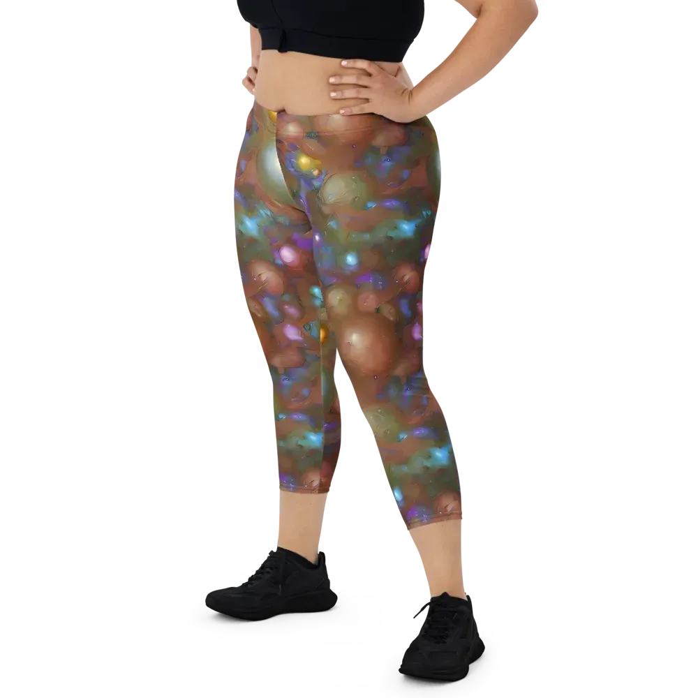 Iridescent Bloom on Capri Leggings — Front