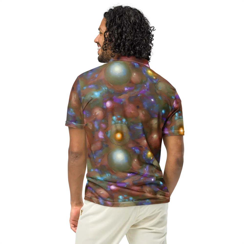 Iridescent Bloom on Men's Slim Fit Polo Shirt — Back