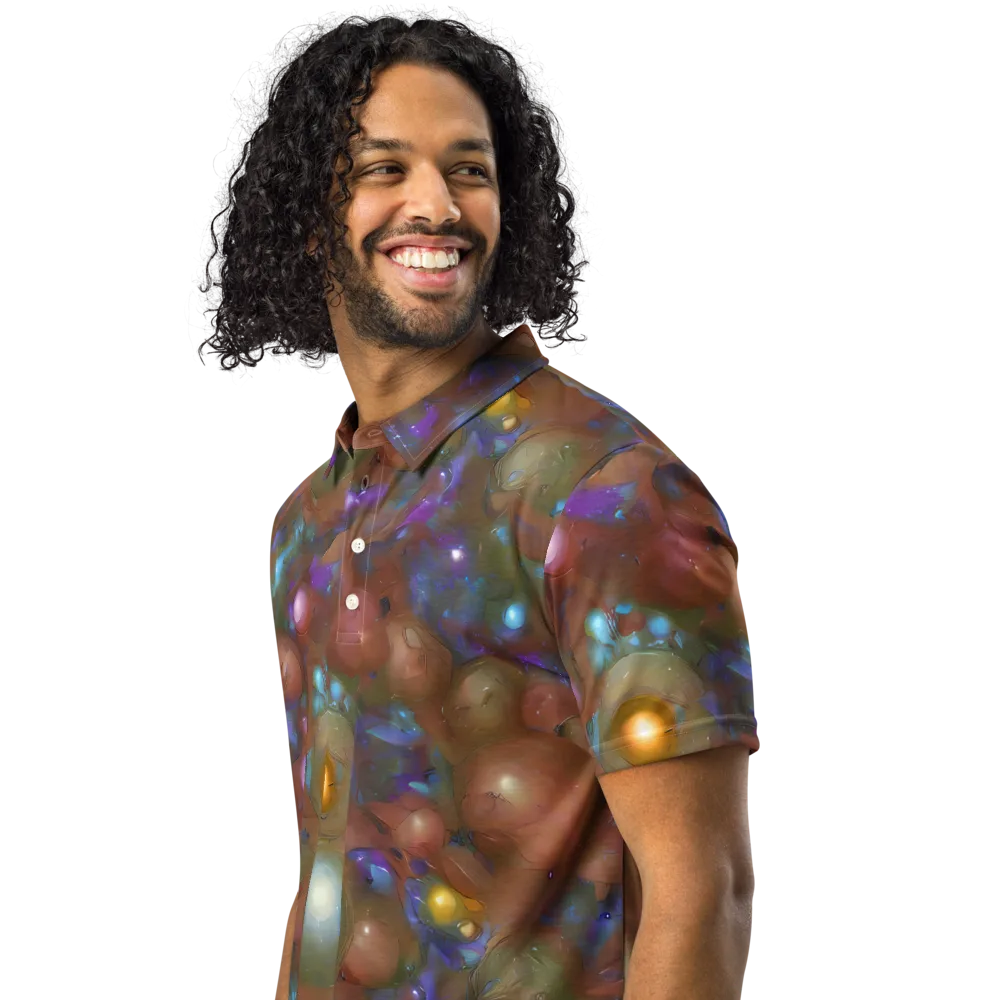 Iridescent Bloom on Men's Slim Fit Polo Shirt — Left Front