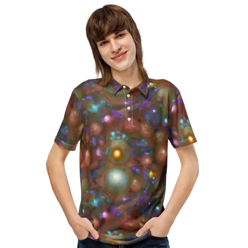 Iridescent Bloom on a Men's Slim Fit Polo Shirt