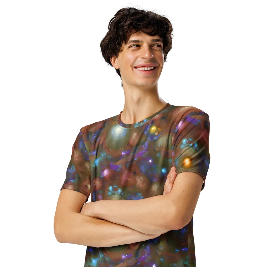 Iridescent Bloom on Men's Crew Neck T-Shirt — Left Front