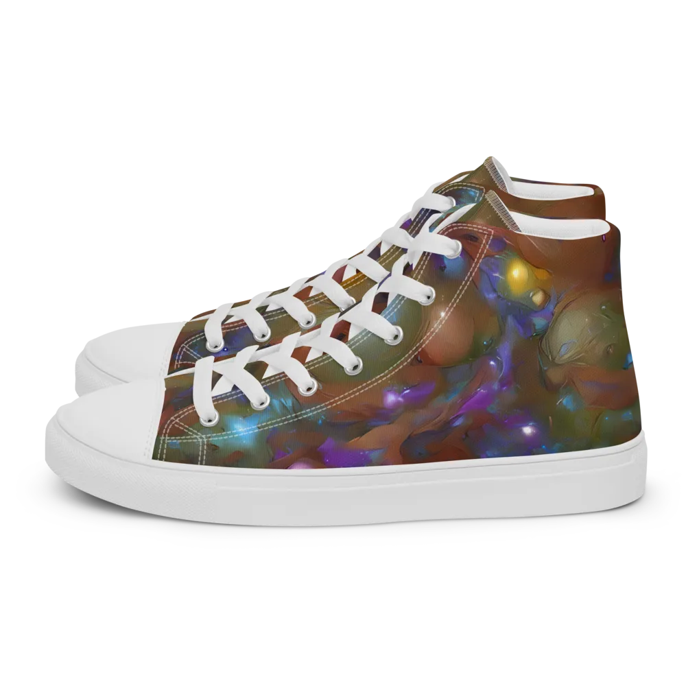 Iridescent Bloom on Women's High Top Canvas Shoes — Left