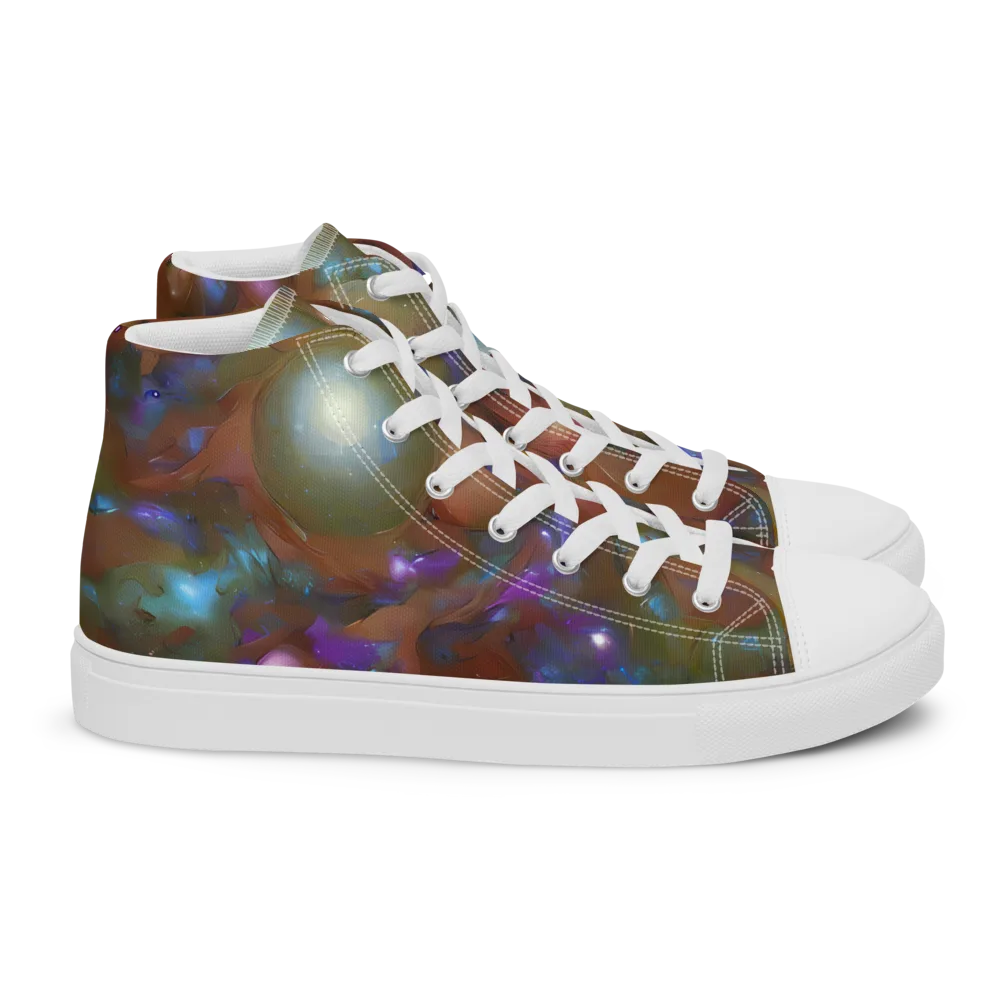 Iridescent Bloom on Women's High Top Canvas Shoes — Right