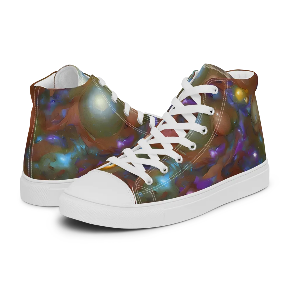 Iridescent Bloom on Women's High Top Canvas Shoes — Left
