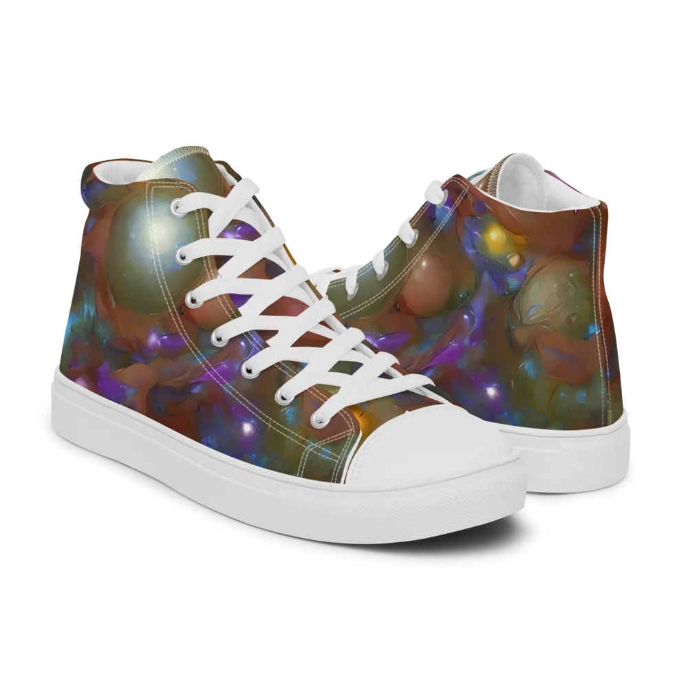 Iridescent Bloom on Women's High Top Canvas Shoes — Right