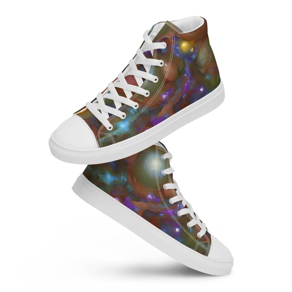 Iridescent Bloom on Women's High Top Canvas Shoes — Front