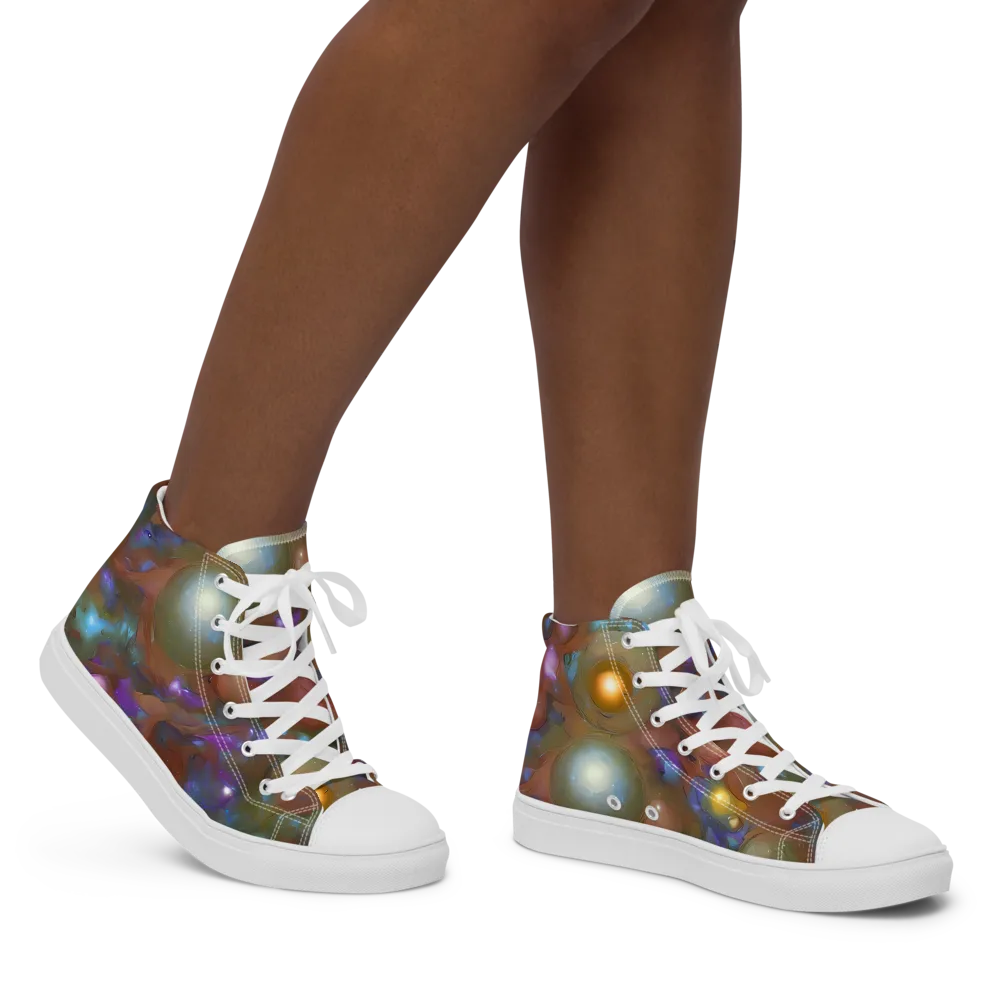 Iridescent Bloom on Women's High Top Canvas Shoes — Right