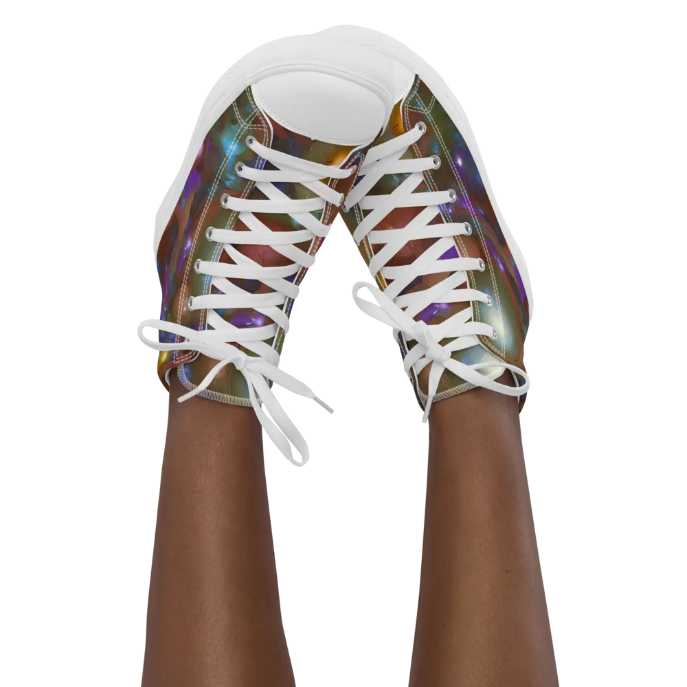 Iridescent Bloom on Women's High Top Canvas Shoes — Front