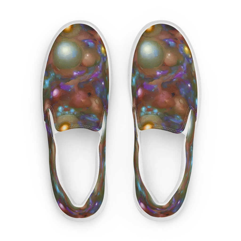 Iridescent Bloom on Men's Slip-On Canvas Shoes — Front