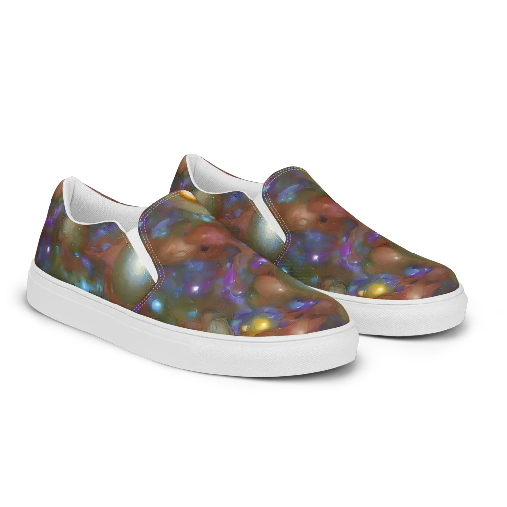 Iridescent Bloom on Men's Slip-On Canvas Shoes — Right Front