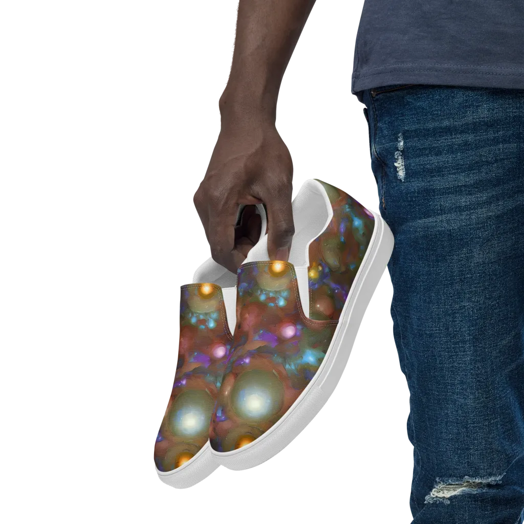 Iridescent Bloom on Men's Slip-On Canvas Shoes — Left Front