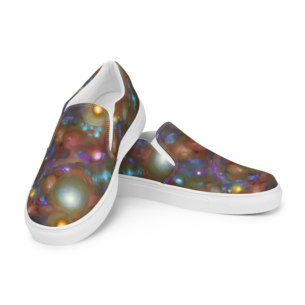 Iridescent Bloom on Women's Slip-On Canvas Shoes — Left Front