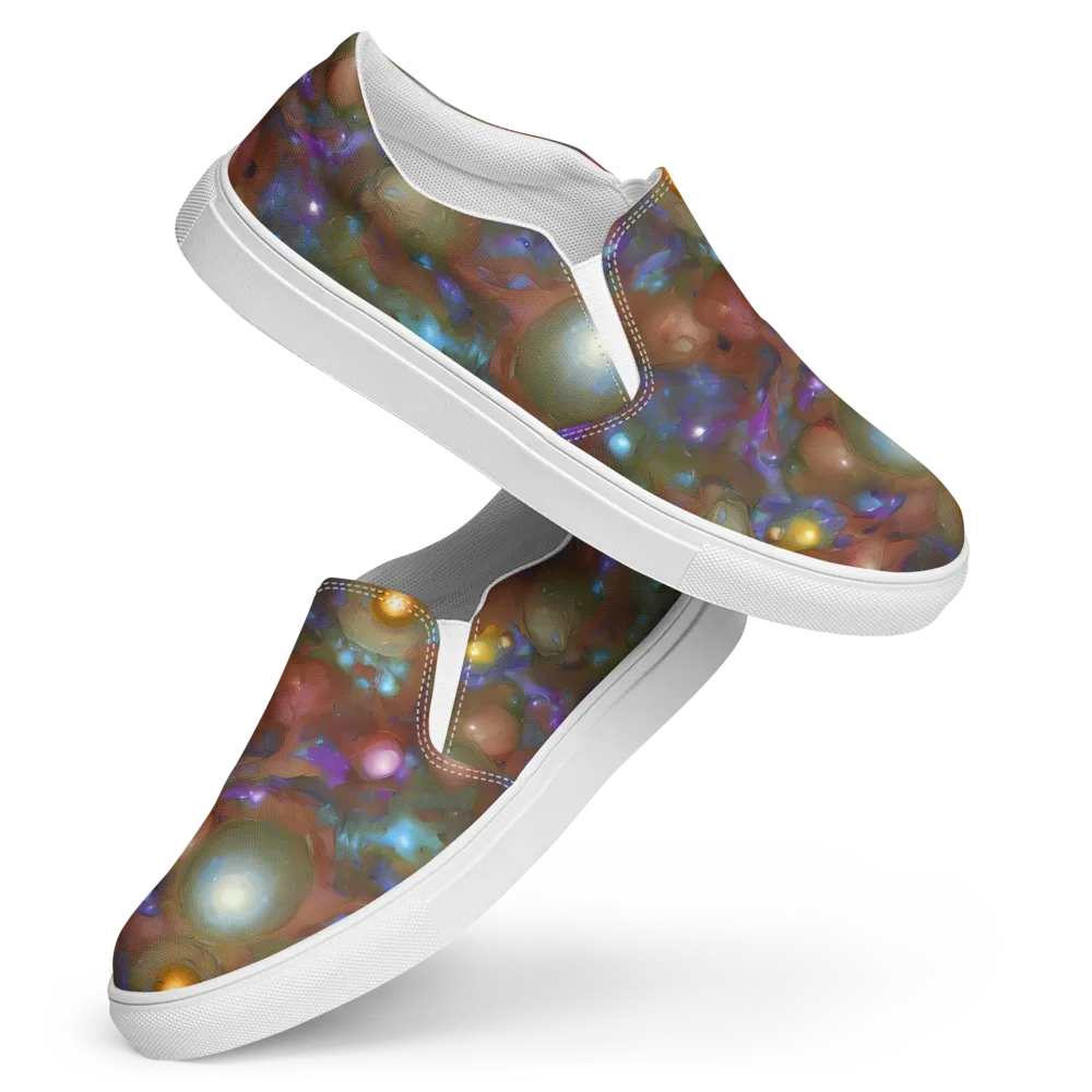 Iridescent Bloom on Women's Slip-On Canvas Shoes — Front