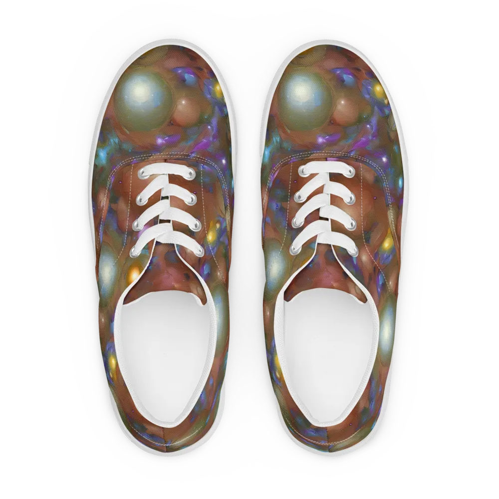 Iridescent Bloom on Men's Lace-Up Canvas Shoes — Front