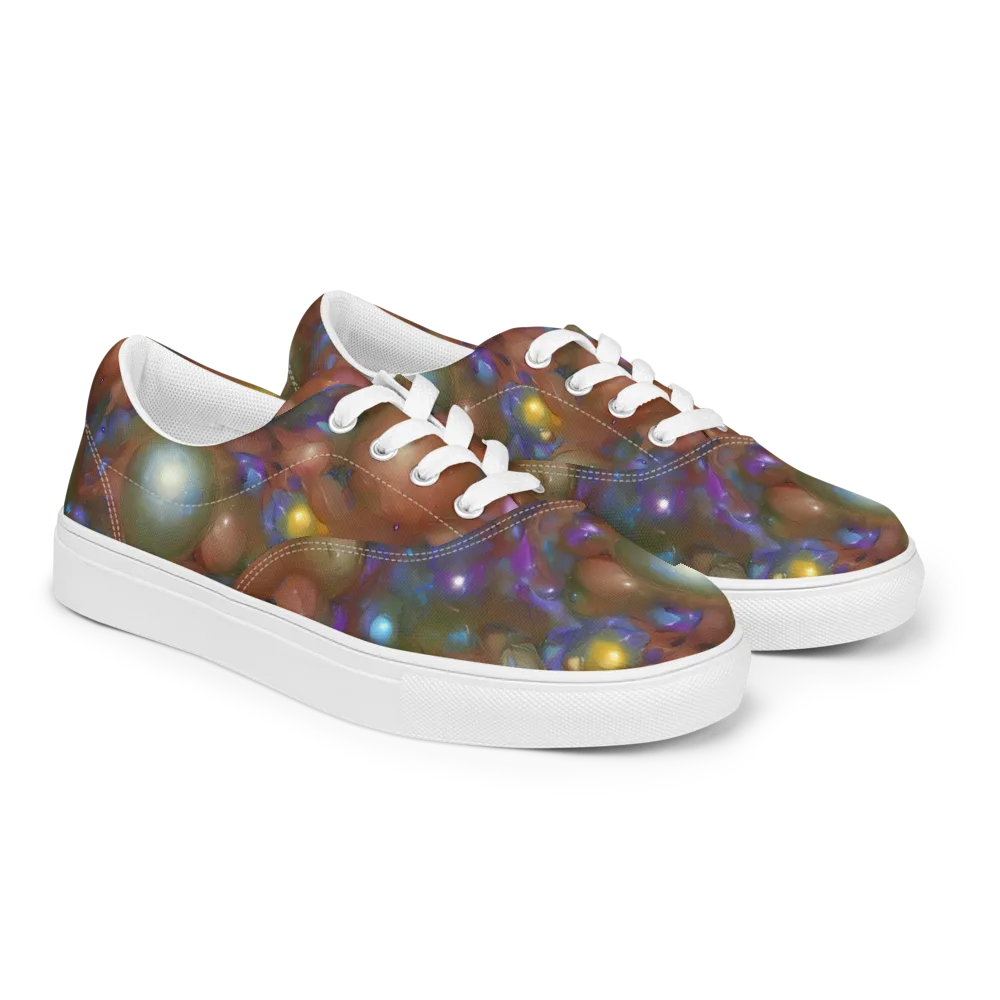 Iridescent Bloom on Men's Lace-Up Canvas Shoes — Right Front