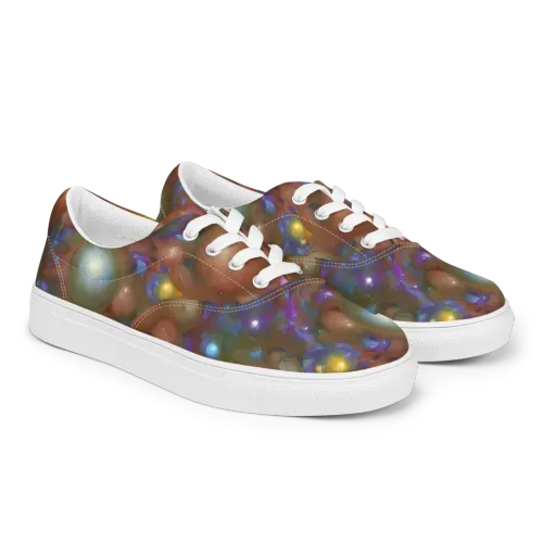 Iridescent Bloom on a Men's Lace-Up Canvas Shoes