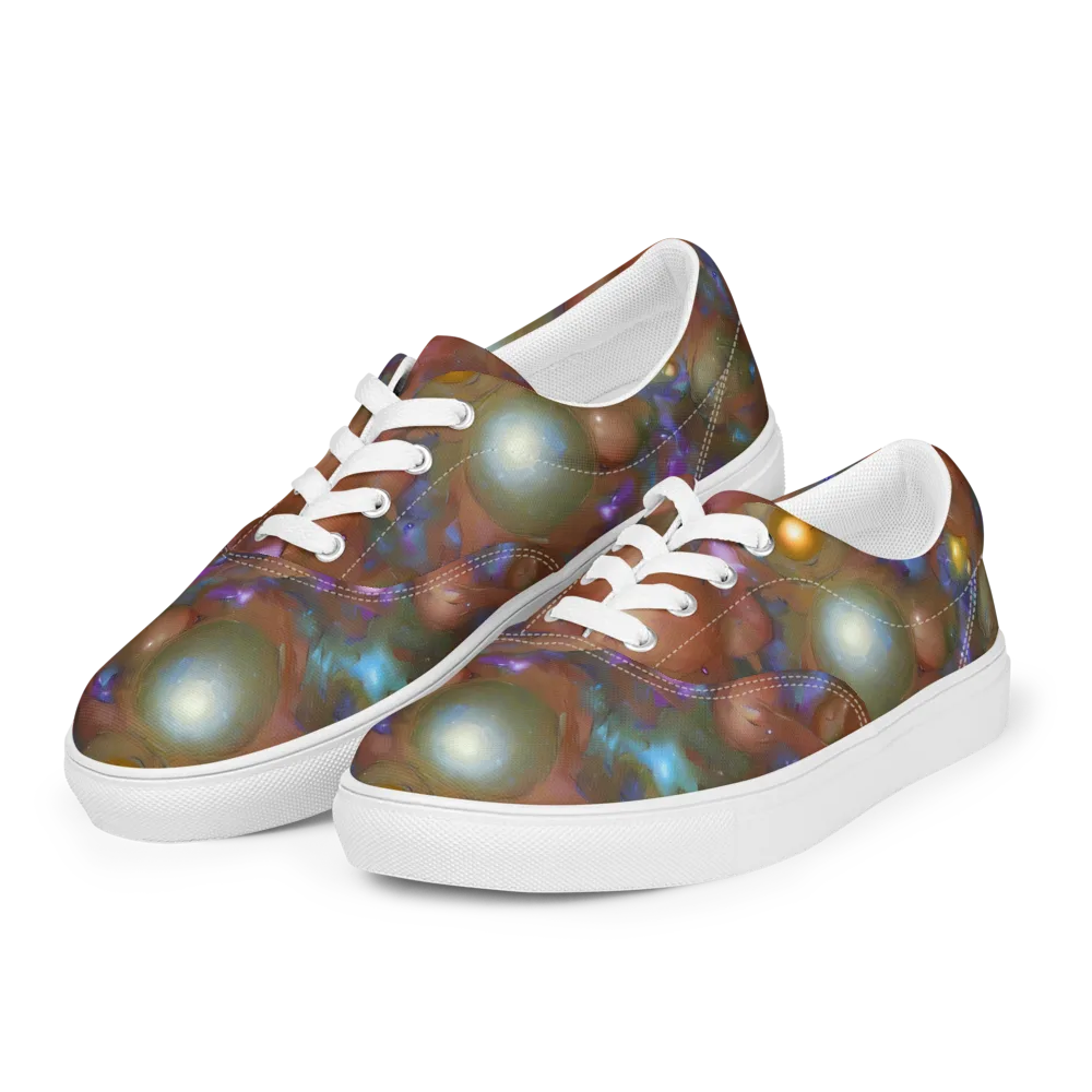 Iridescent Bloom on Men's Lace-Up Canvas Shoes — Left Front