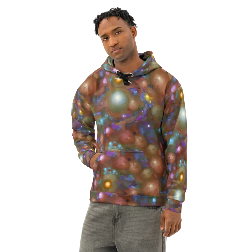 Iridescent Bloom on Cotton Hoodie — Left Front