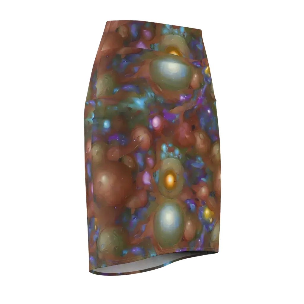 Iridescent Bloom on Pencil Skirt — Front Side