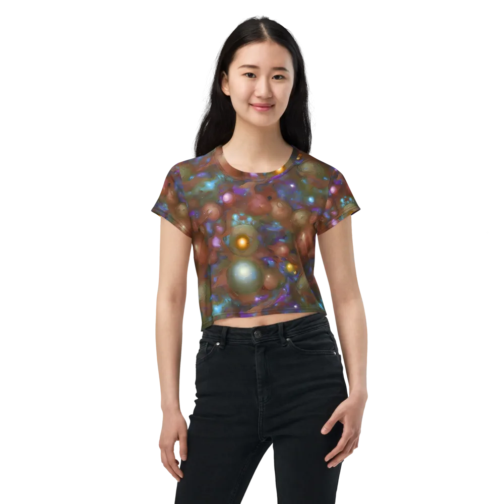 Iridescent Bloom on Crop Tee — Front