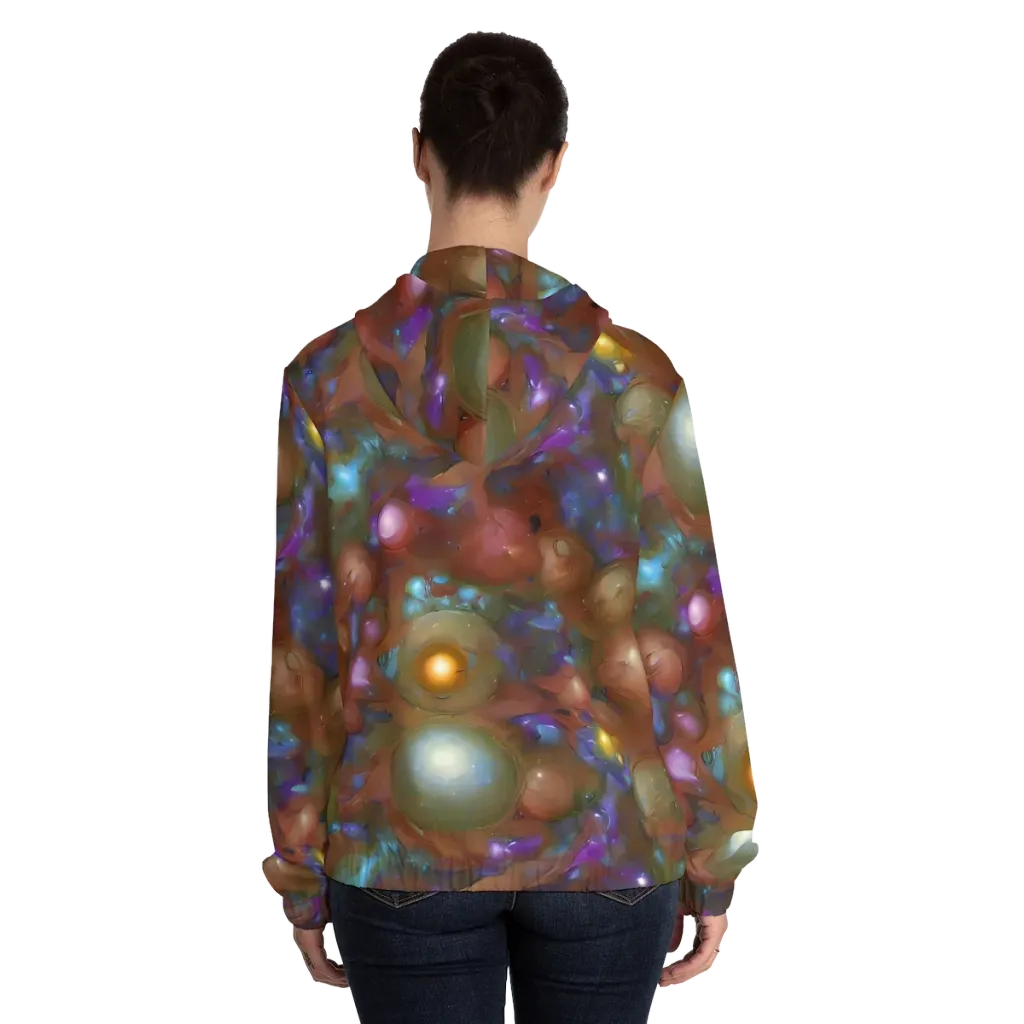Iridescent Bloom on Women's Full-Zip Hoodie — Back On Person