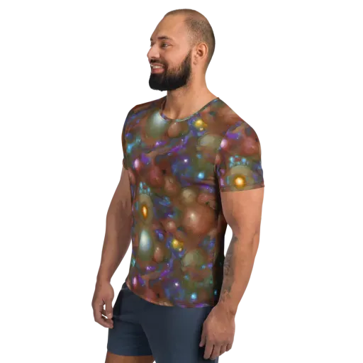 Iridescent Bloom on a Men's Athletic T-Shirt