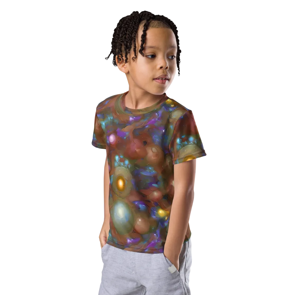Iridescent Bloom on Kids Crew Neck T-Shirt — Left Front