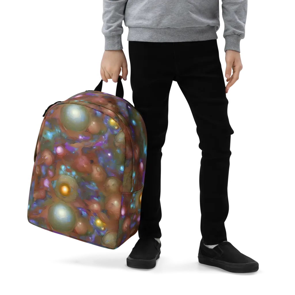 Iridescent Bloom on Minimalist Backpack — Zoomed-in