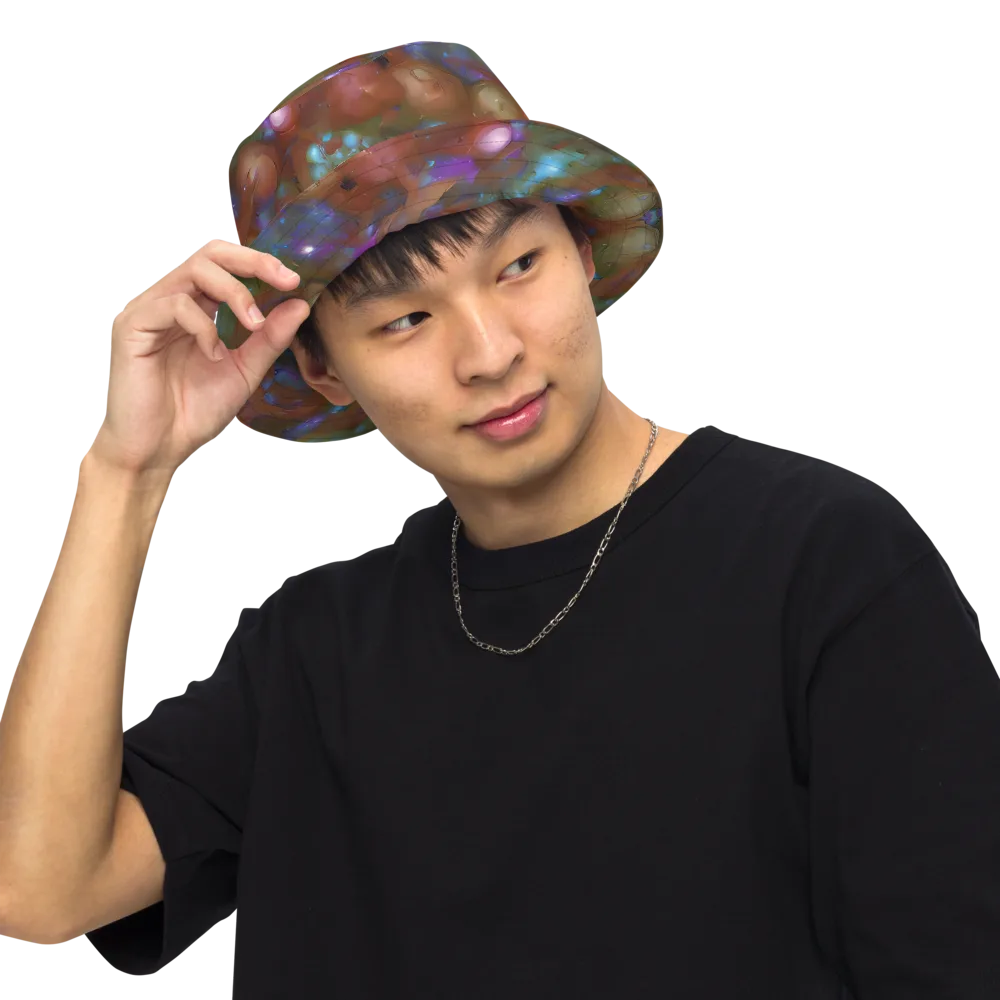 Iridescent Bloom on Reversible Bucket Hat — Front Inside