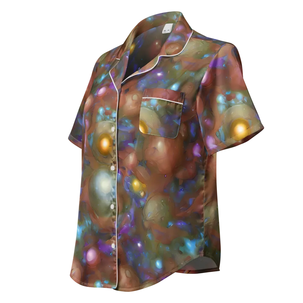 Iridescent Bloom on Women's Short Sleeve Pajama Top — Left Front